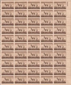 US Stamp - 1956 Wildlife Conservation Antelope - 50 Stamp Sheet #1078