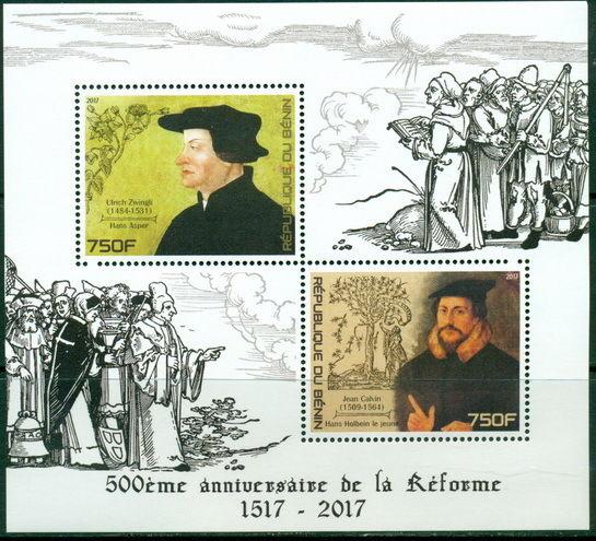 Reformation Martin Luther Calvin Zwingli Religion Protestantism Benin MNH stamp