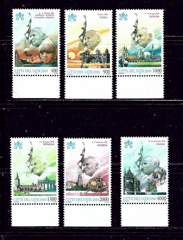 Vatican 1056-61 MNH 1997 Popes Travels