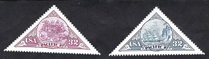 United States #3130-31 32¢ Pacific '97 (1997). Two triangular singles. MNH