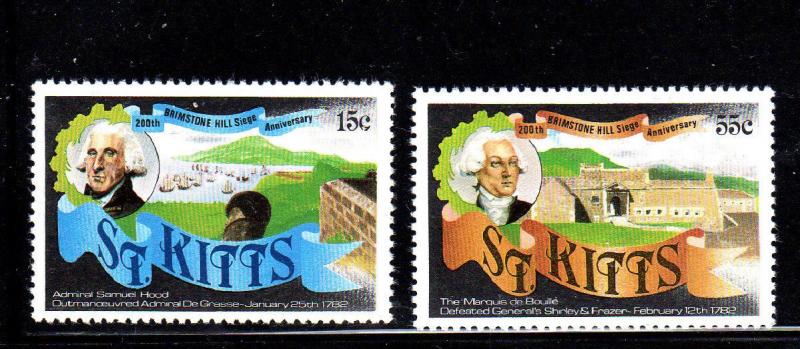 ST. KITTS #90-91  BRIMSTONE HILL SIEGE  MINT  VF NH  O.G