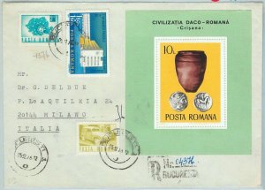 66843 - ROMANIA - Postal History - Souvenir Sheet on Cover to Italy 1976 - COINS