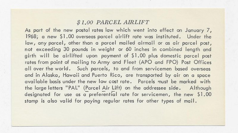 US 1341 (Me-5) $1.00 Military Airlift FDC CCC Cachet Unaddressed ECV $50.00