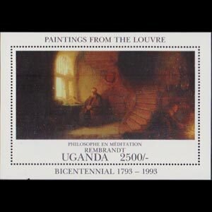 UGANDA 1993 - Scott# 1126 S/S Louvre Museum Ptg NH