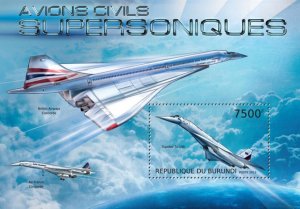 BURUNDI - 2012 - Civil Supersonic Aircraft - Perf Souv Sheet - Mint Never Hinged