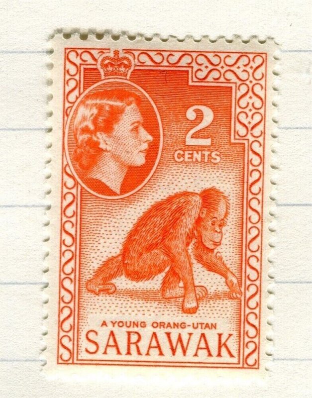 SARAWAK; 1953 early QEII pictorial issue Mint hinged 2c. value