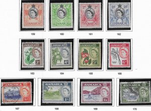 Jamaica #159-170 Queen Elizabeth-Scenic type   (MNH-MLH&U)  CV $12.25