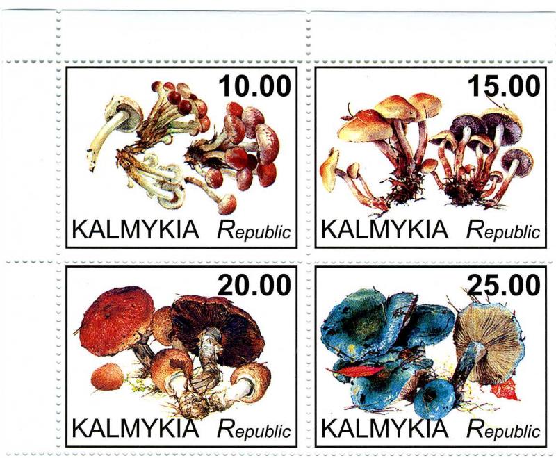 Kalmykia 1998 MUSHROOMS Sheet (4) Perforated Mint (NH)