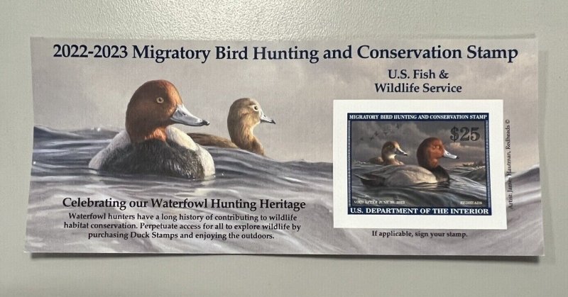 US RW89a Migratory Birds Redhead Duck $25 souvenir sheet MNH 2022-2023