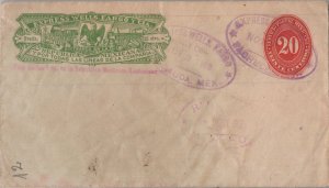 Mexico 20c Numeral Envelope 25c Express Wells Fargo y Cia. 1892 Pachuca, Mex....