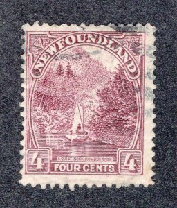 Newfoundland 1923 4c brown violet River, Scott 134 used, value = $1.80