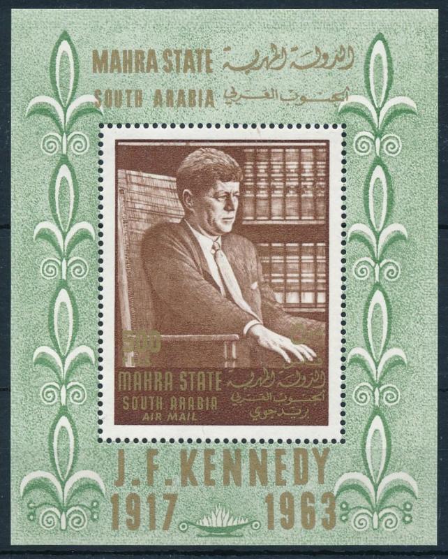 [95435] Aden Mahra State 1967 President John F. Kennedy Sheet MNH