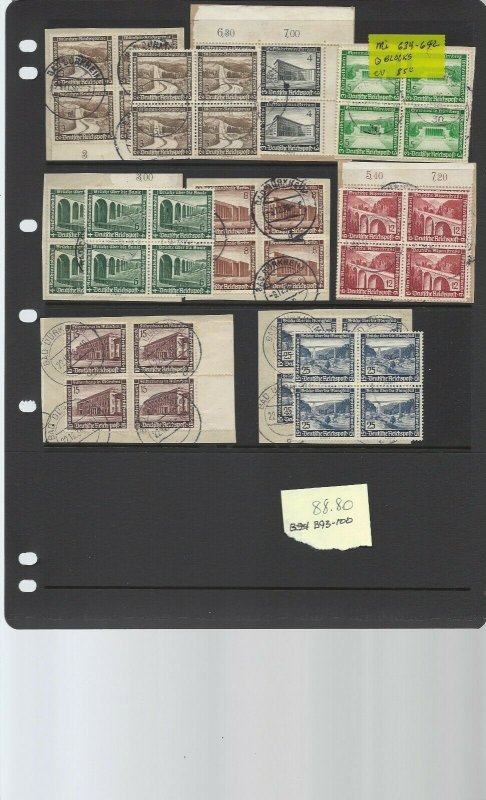 Germany Semi-Postals in 13ea Used Blocks of Four B93-100