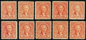 590, Mint FVF NH 9¢ WHOLESALE Lot - TEN Stamps CV $125.00 * Stuart Katz