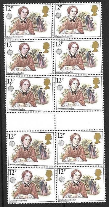 1980 charlotte Bronte SG1125Ea Missing 'P' in gutter blck of 12 UNMOUNTED MINT