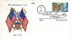 200th BIRTHDAY OF THE UNITED STATES OF AMERICA JULY 4 1976 CACHET & CANCEL