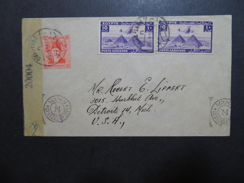 Egypt 1944 Censor Cover to USA - Z10147