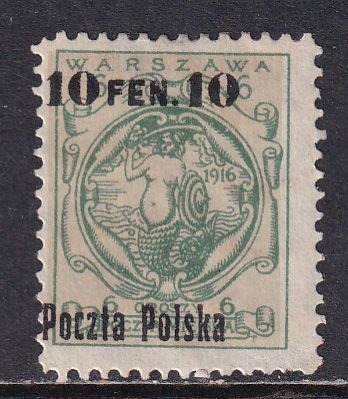 Poland 1918 Sc 12 Warsaw Local Post Surcharged Stamp MH