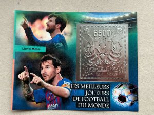 Soccer, Messi, Pele, Ronaldo 2023 year 5 blocks Foil. Silver.  perforated  NEW