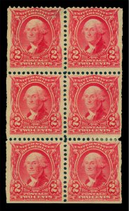 US  1903  Washington  2c carmine - BOOKLET PANE of 6 - Scott # 301c mint MNH