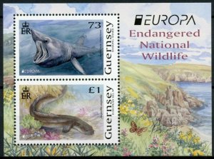 Guernsey 2021 MNH Europa Stamps Endangered Natl Wildlife Sharks Eels Fish 2v M/S 