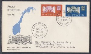 Norway Scott 570-1 FDC - Parliament, Centenary