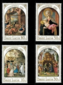 St. Lucia 1982 - Christmas Nativity Art - Set of 4 Stamps - Scott #595-98 - MNH