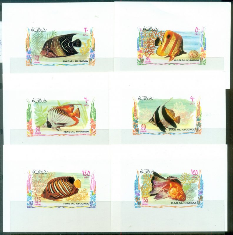 Ras Al Khaima 1972 Mi#628-633 Marine Life, Fish 6xDLMS white background MLH