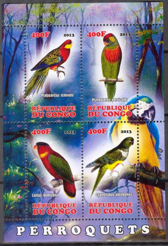 Congo 2013 Birds (5) Parrots MNH Cinderella !