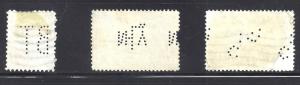 Canada 3 x COMMERCIAL PERFINS USED (BS12256)