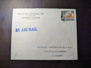 1956 British Cyprus Airmail Cover Limassol to Wuppertal Cronenberg West Germany