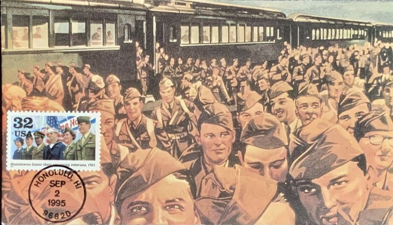 Hank Messark 2981 Veterans Soldiers Returning Home from World War II by Train 