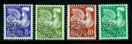 France 1959  -  Gallic Cock Set MNH Precancel # 910-913