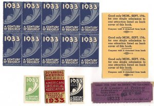 US 1934 COP EXPO 19 STAMP LABELS & TICKETS & RELATED BALANCE OF COLLECTION