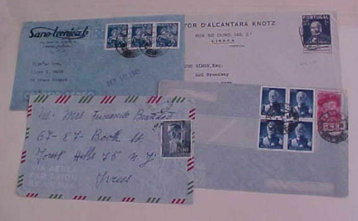 PORTUGAL   4 DIFF. SMALL COVERS WITH BETTER STAMPS 1930's-1940's TO USA
