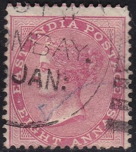 1865 INDIA, SG 65 8a. carmine Used