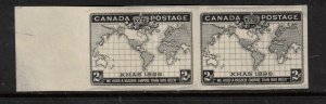 Canada #86v Extra Fine Mint Imperf Pair In Black Only Unused (No Gum) As Issued