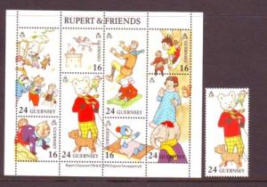 Guernsey Sc 509-0 1993 Rupert Bear stamp &stamp sheet mint N