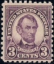 584 3 cent Lincoln, Violet Stamp mint OG NH F-VF