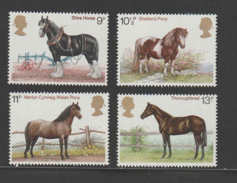 O) 1987 GREAT BRITAIN, FINA RACE HORSES, SET MNH