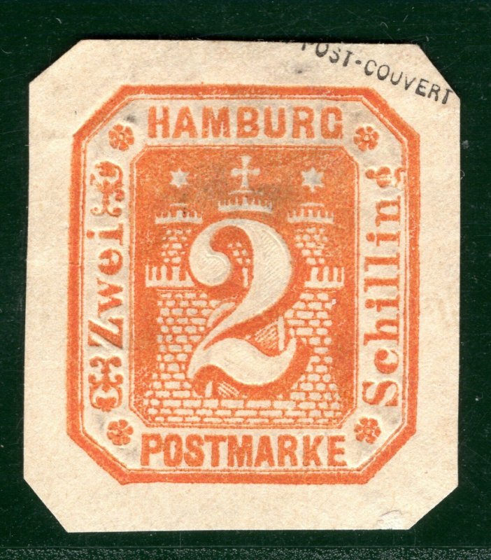 Germany States HAMBURG Stamp 2s Orange EMBOSSED Die Mint MNG RGREEN99