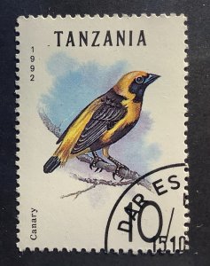 Tanzania 1992 Scott 979 CTO - 10sh,  Bird, Yellow-crowned Bishop, Euplectes afer