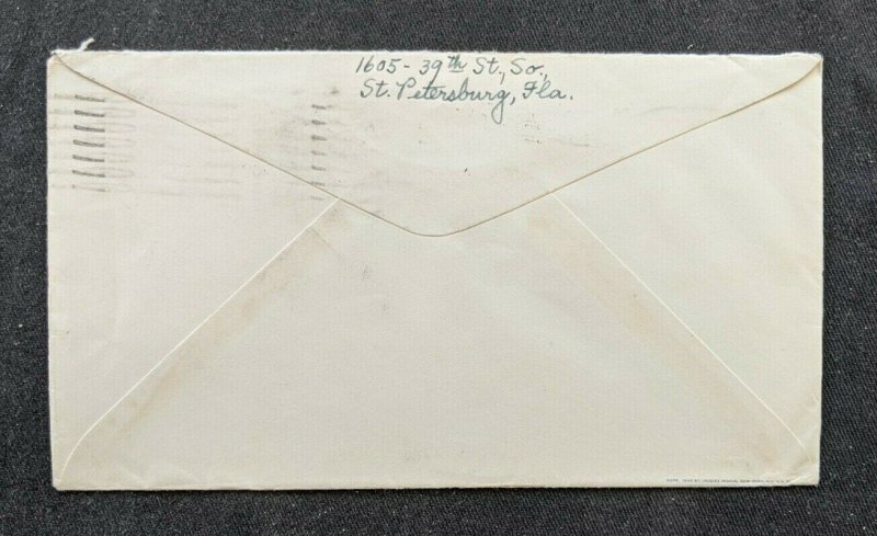 1941 Patriotic Airmail Cover St Petersburg FL to Springfield Massachusetts