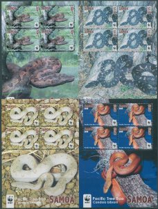 Samoa 2015 SG1325-1328 WWF Tree Boa coloured edges (4) MS MNH