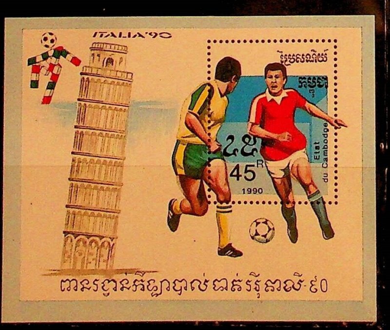 CAMBODIA Sc 1018 NH SOUVENIR SHEET OF 1990 - SOCCER WORLD CUP. Sc$3