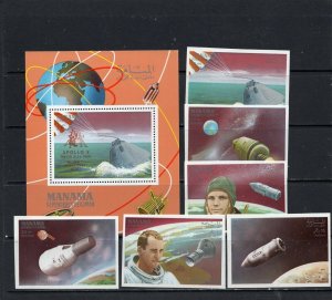 MANAMA 1968 SPACE SET OF 6 STAMPS IMPERF. & S/S MNH