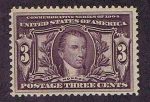 US 325 UNUSED OG NH 3c JAMES MONROE, 1904,VF-XF, PF CERT.