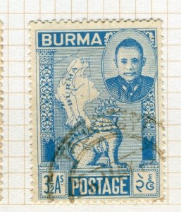 BURMA; 1948 early Independence issue fine used 3.5a. value