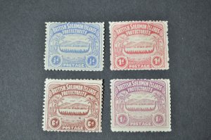 British Solomon Islands sc# 1, 2, 6, 7 MH OG short set 1907 mint hinged