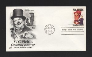 FIRST DAY COVER #1803 W. C. Fields Birth Centennial 15c ARTCRAFT U/A FDC 1980